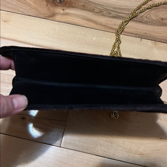 Elegant Dark Brown Velvet Evening Bag - Picture 10 of 13